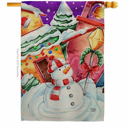 CUADRILATERO 28 x 40 in. Frosted Snowman House Flag with Winter Wonderland Double-Sided Vertical Flags  Banner CU3888880